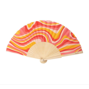 Eventail VAGUES Rose et Jaune